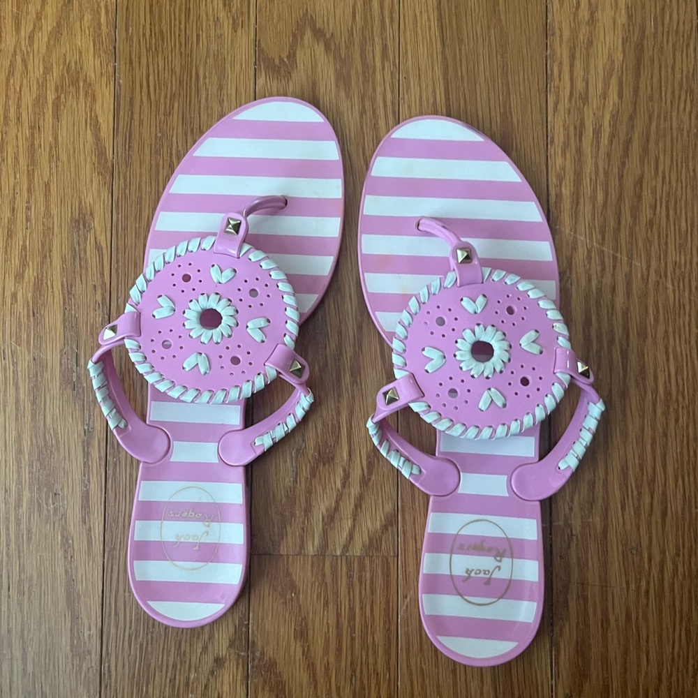 Jack Rogers Pink and White Georgica Jelly Sandals - Picture 2 of 7